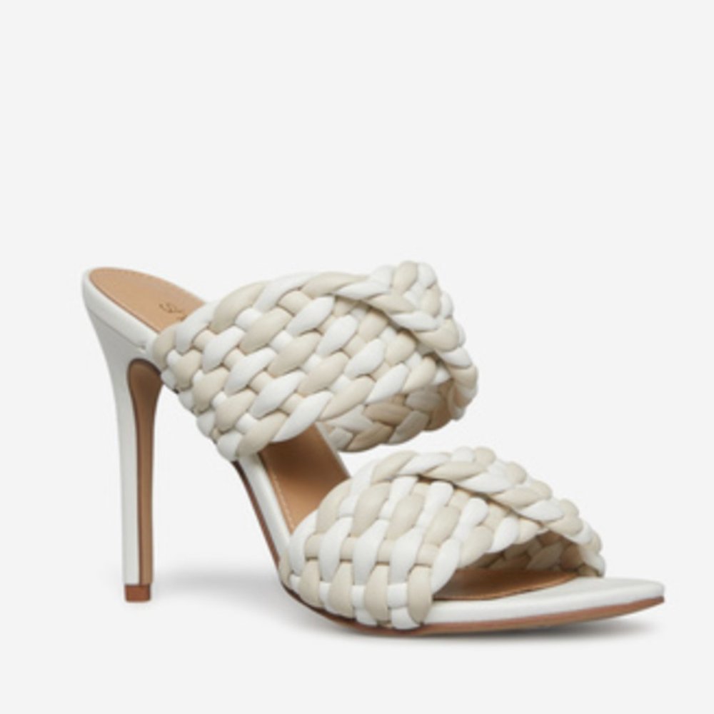 ShoeDazzle Bottega Veneta Woven Vegan Leather Ottoline Heeled Sandal